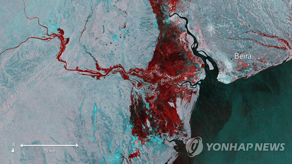 사이클론이 만들어낸 모잠비크의 '거대 호수'
