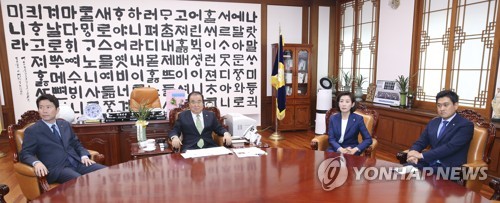 여야 교섭단체 원내대표, 문희상 국회의장 면담
