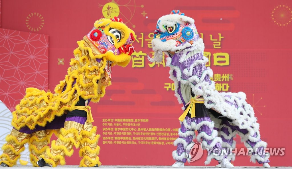 화려한 사자춤 공연