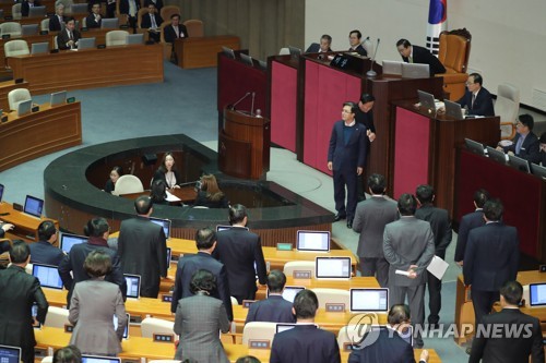 내년도 예산안 상정에 반발하는 한국당