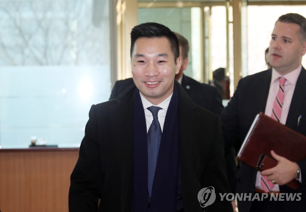 In this photo, taken Feb. 11, 2020, Alex Wong, the deputy U.S. special representative for the North, visits the foreign ministry in Seoul. (Yonhap)