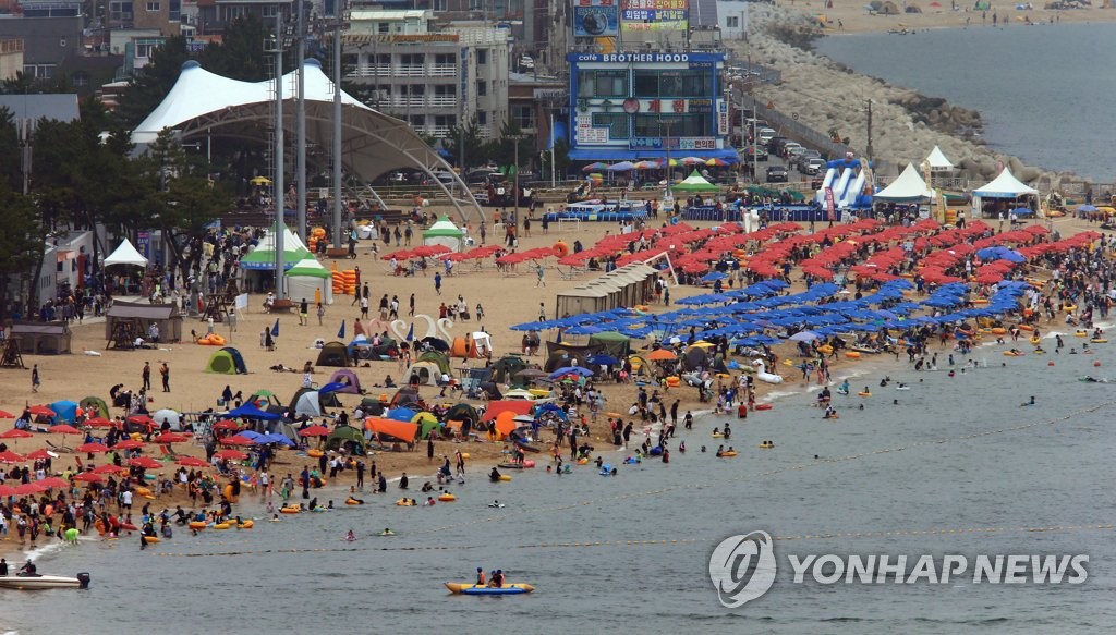 백사장 수놓은 파라솔