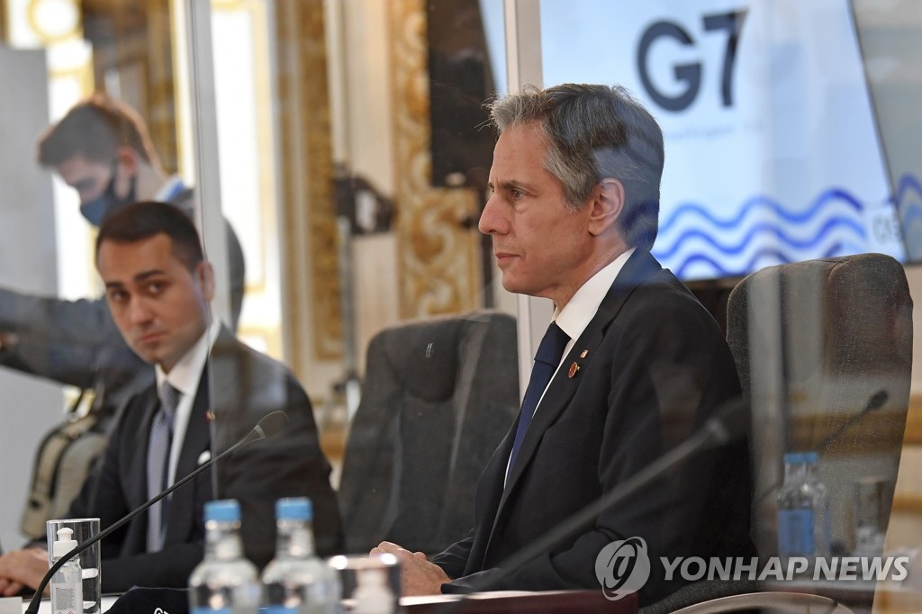 G7 외무장관 회의 참석하는 블링컨 미 국무장관