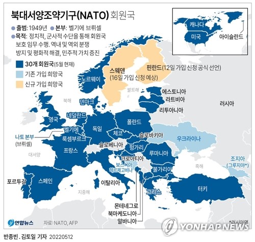 [그래픽] 북대서양조약기구(NATO) 회원국