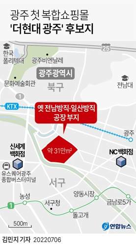 [그래픽] 광주 첫 복합쇼핑몰 '더현대 광주' 후보지