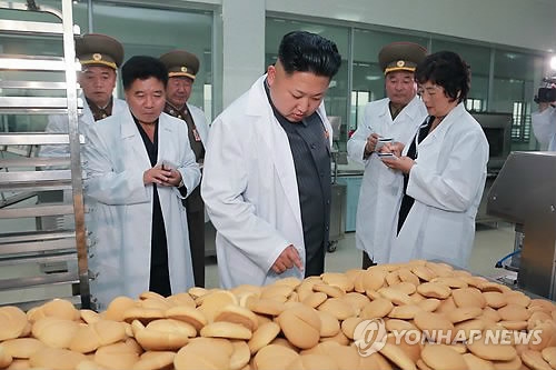 This August 2014 file photo released by the Korean Central News Agency shows North Korean leader Kim Jong-un visiting the November 2 Factory of the Korean People's Army. (For Use Only in the Republic of Korea. No Redistribution) (Yonhap) 
