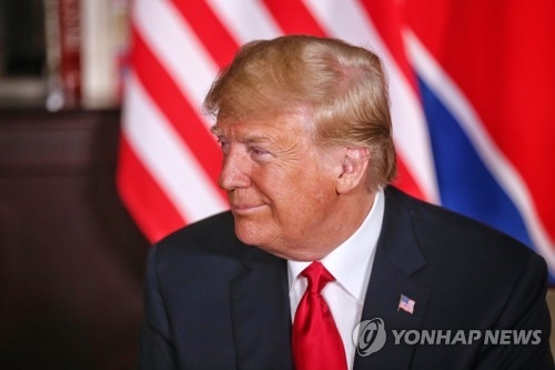 This photo, released by Singapore's Ministry of Communications and Information, shows U.S. President Donald Trump. (Yonhap)