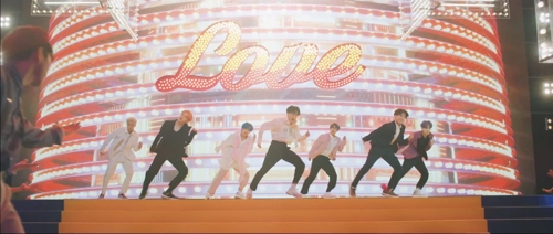 This still from the music video for BTS' "Boy With Luv" was provided by Big Hit Entertainment. (Yonhap)