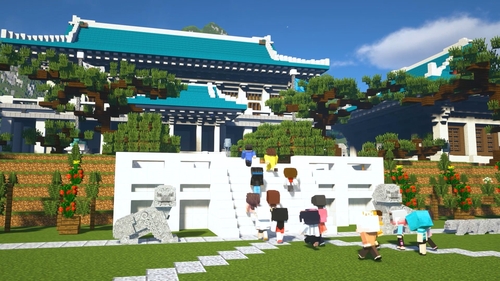 This image released by Cheong Wa Dae shows a virtual tour of the presidential office, using the format of Minecraft, a popular sandbox video game. (PHOTO NOT FOR SALE) (Yonhap)