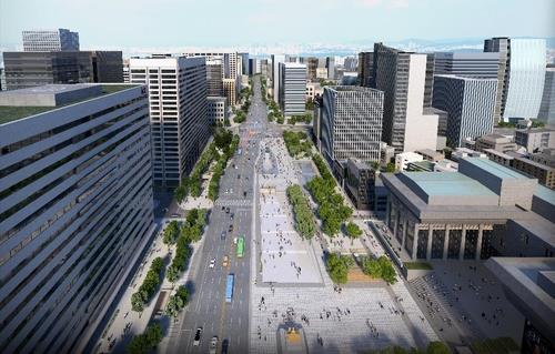 An image of the redesigned Gwanghwamun Square provided by the Seoul metropolitan government. (PHOTO NOT FOR SALE) (Yonhap)