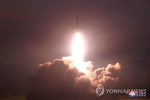 The Aug. 6, 2019, file photo, released by the North's official Korean Central News Agency (KCNA) on Aug. 7, shows the launch of its "new-type tactical guided missile." North Korean leader Kim Jong-un, who watched the firing, said this week's missile launches were an "adequate warning" against the joint military exercise between South Korea and the United States that kicked off earlier this week, the KCNA said. (For Use Only in the Republic of Korea. No Redistribution) (Yonhap)