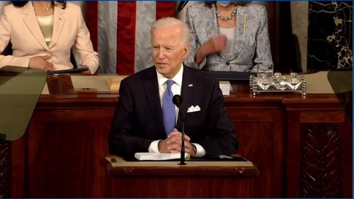 This image captured from the website of the White House shows U.S. President Joe Biden addressing the U.S. Congress in Washington on April 28, 2021. (Yonhap)