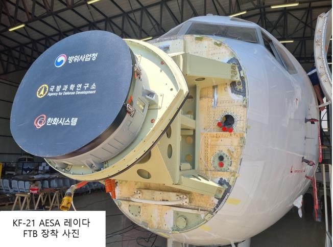 Shown in this photo released by the Defense Acquisition Program Administration on March 4, 2022, shows a B-737 aircraft equipped with the active electronically scanned array (AESA) radar. (PHOTO NOT FOR SALE) (Yonhap)