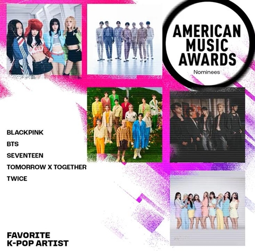This image captured from the Twitter page of the 2022 American Music Awards shows the nominees for Favorite K-pop Artist. (PHOTO NOT FOR SALE) (Yonhap)