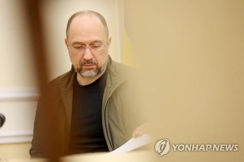 This photo, provided by the office of the prime minister of Ukraine, shows Ukrainian Prime Minister Denys Shmyhal holding an interview with Yonhap News Agency in Kyiv on Jan. 5, 2023. (PHOTO NOT FOR SALE) (Yonhap)