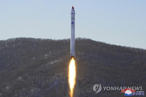 This photo, carried by North Korea's Korean Central News Agency on Dec. 19, 2022, shows the North conducting "an "important final-stage test" at Sohae Satellite Launching Ground, Cholsan, North Pyongan Province, for the development of a reconnaissance satellite the previous day. (For Use Only in the Republic of Korea. No Redistribution) (Yonhap)