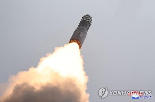 North Korea fires a Hwasong-18 solid-fuel intercontinental ballistic missile (ICBM) on July 12, 2023, in this photo released by the North's official Korean Central News Agency. (For Use Only in the Republic of Korea. No Redistribution) (Yonhap)