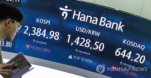 Bir yetkili, 9 Aralık 2024'te Seul'deki Hana Bank'taki bir işlem odasındaki ekranı kontrol ediyor. (Yonhap)