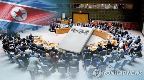 Esta imagen muestra una resolución sobre las violaciones de derechos humanos de Corea del Norte en una sesión del Consejo de Seguridad de la ONU. (Yonhap)