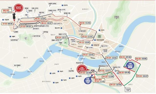 Le trajet du marathon de Séoul 2023
