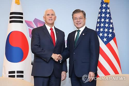 文大統領「韓米同盟が北を対話に引き出した」　米副大統領と会談