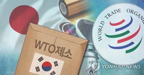 韓国政府は１１日、日本政府が７月に発動した半導体材料など３品目の対韓輸出規制強化措置は不当だとして、ＷＴＯに提訴すると発表した（イラスト）＝（聯合ニュース）