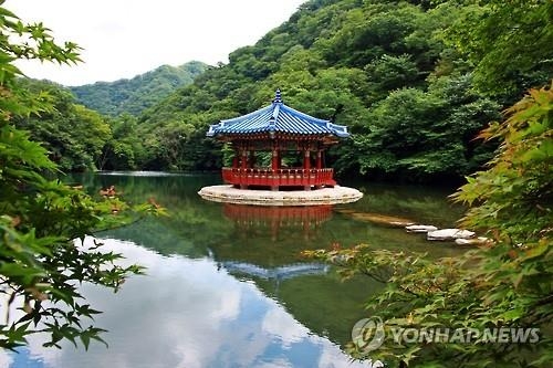 <카메라뉴스> '호수 위에 뜬 정자'…내장산 우화정 - 2