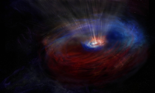 역방향 회전 원반가진 NGC 1068 은하 상상도 