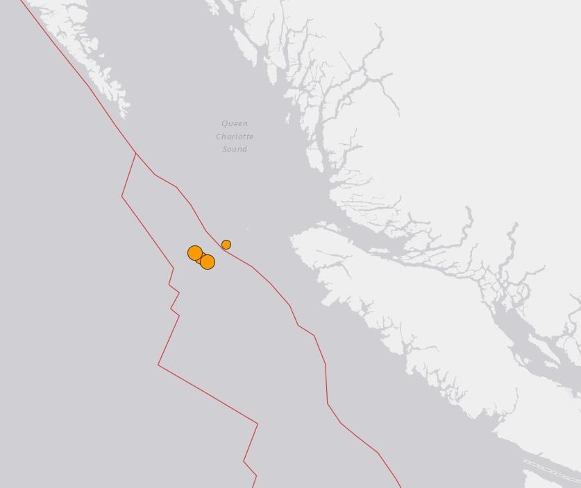 캐나다 서부 5차례 연쇄 지진