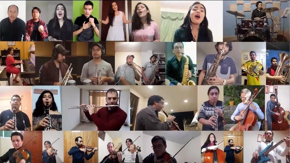 코이카의 악기 지원 후 에콰도르 음악인들이 마련한 화상 감사 음악회