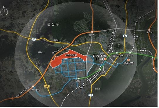 광주 평동 개발사업 대상지 위치도