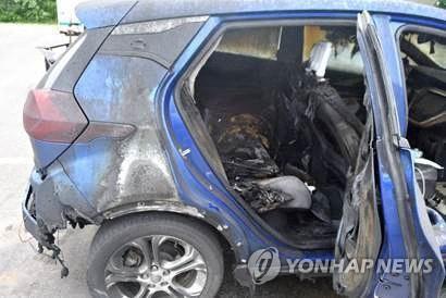 지난 7월 미국 버몬트주에서 불에 탄 쉐보레 볼트 전기차