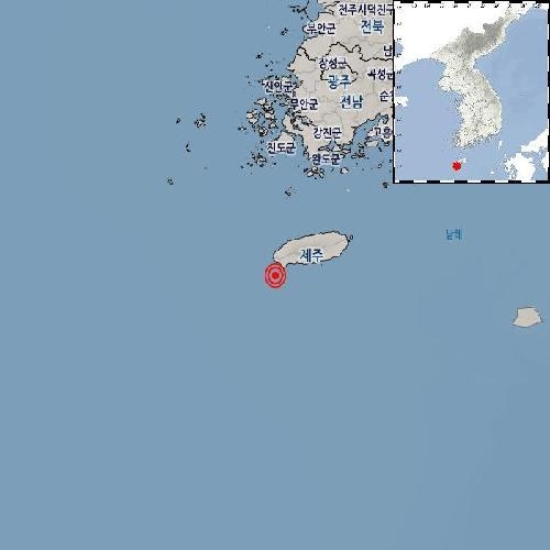 기상청 "제주 서귀포 서남서쪽서 규모 3.2 지진 발생"