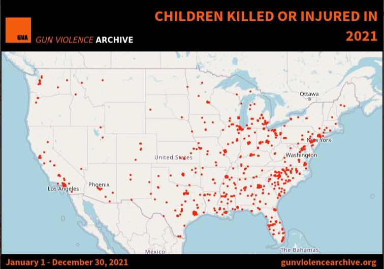 미국의 12세 미만 총기사고 피해자 