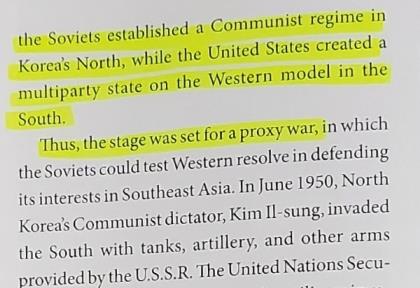 "한국전쟁은 미국과 소련의 대리전이었다"는 미국 서적 내용