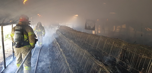 경북 의성 농장에 불…닭 9천여 마리 폐사