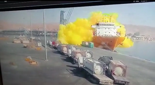요르단 항구 가스 유출 사고 당시 상황. 