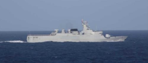 대만 동부 해역에 나타난 054A 미사일 호위함(615)
