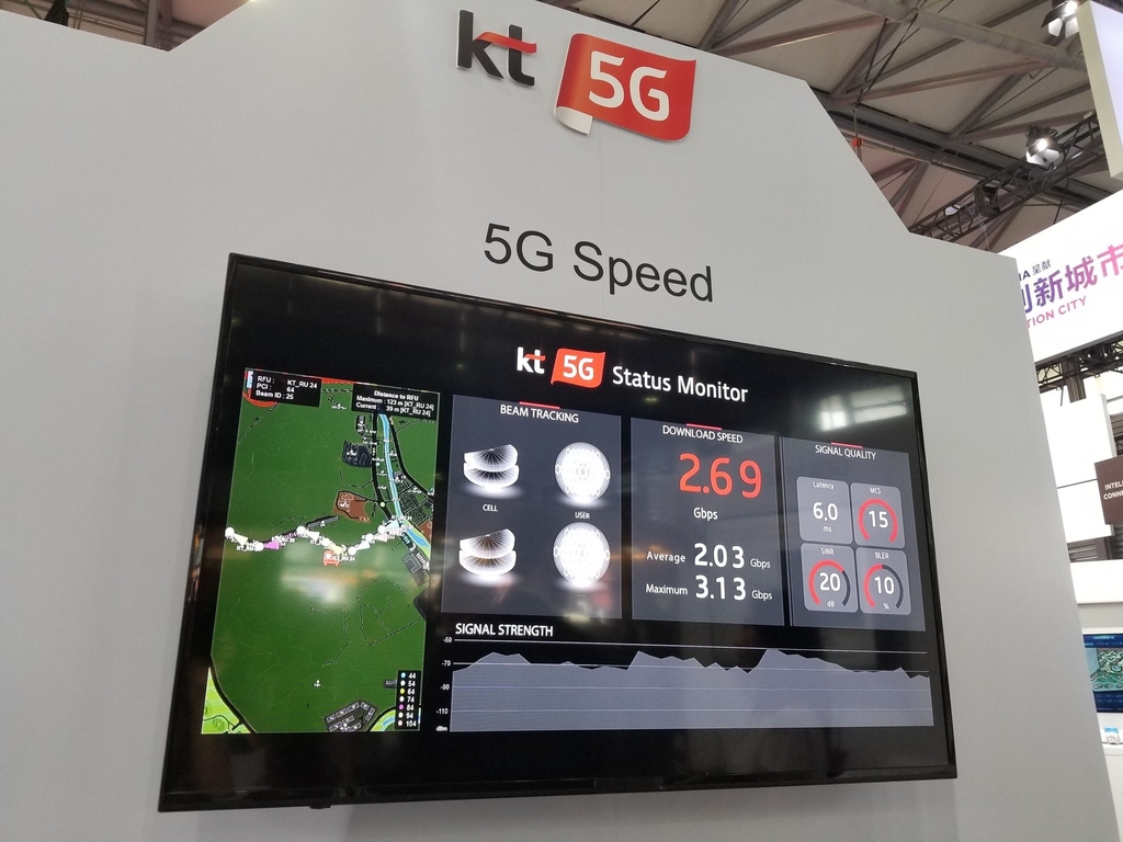 KT가 2018년 남북정상회담 당시 28㎓ 주파수를 활용해 제공한 5G 서비스 안내판
