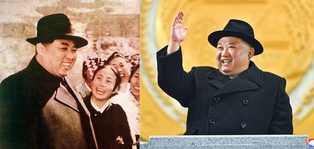 김정은(우) 북한 국무위원장과 할아버지 김일성 전 주석