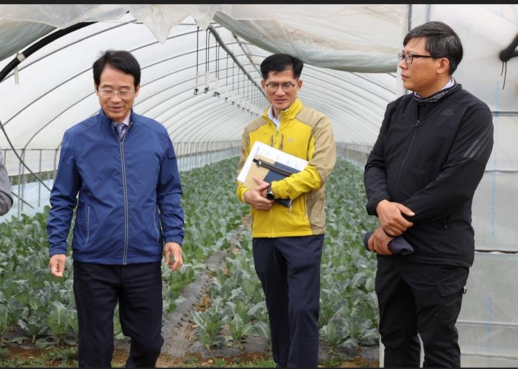 쌈 채소 농가 찾은 강진원 강진군수