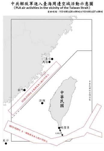 중국 군용기의 비행 항로 궤적