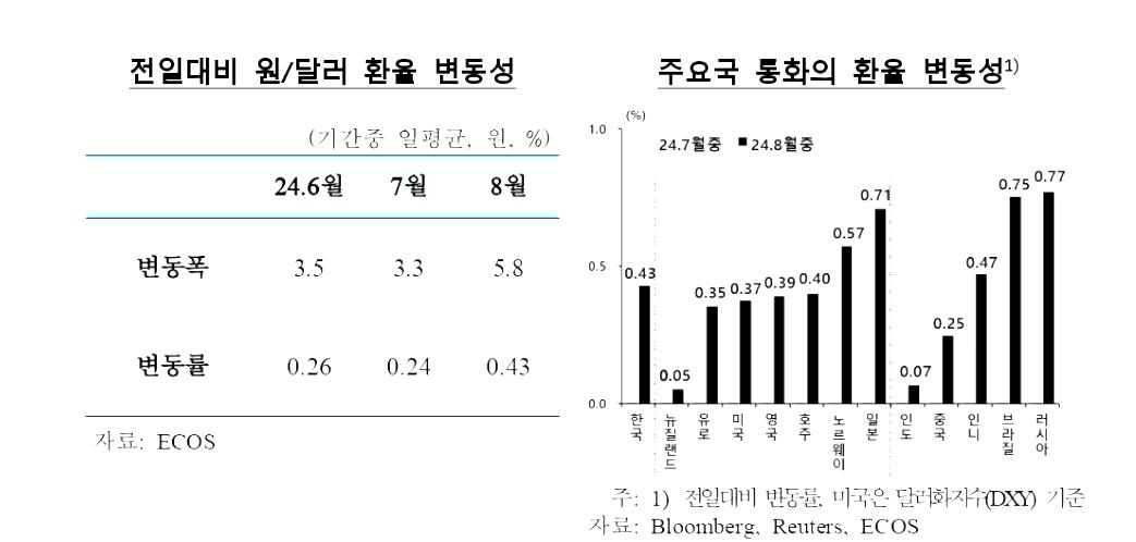 원/달러 환율 변동성 등 