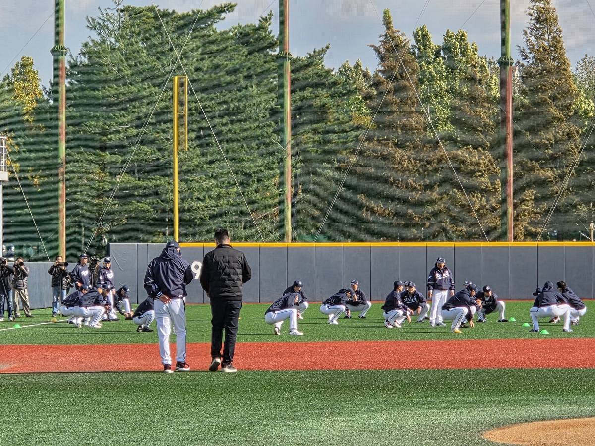 훈련하는 한국 야구대표팀
