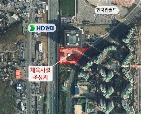 정자동 옛 제설차량기지 체육시설 위치도