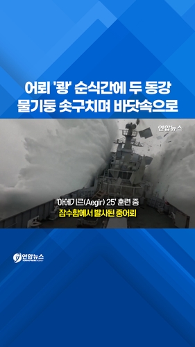  어뢰 '쾅' 순식간에 두 동강…물기둥 솟구치며 바닷속으로