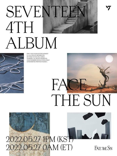 La imagen, capturada de la cuenta de Twitter de Seventeen, muestra una imagen promocional de "Face the Sun", su cuarto álbum de larga duración, que será lanzado el 27 de mayo de 2022. (Prohibida su reventa y archivo)