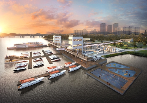 La imagen, proporcionada por el Gobierno municipal de Seúl, muestra una vista aérea del Art Pier previsto, que será construido a lo largo del río Hangang. (Prohibida su reventa y archivo)