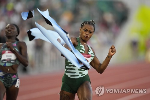 리처드슨, 미국 대표선발전 100ｍ 우승…세계선수권 출전권 획득