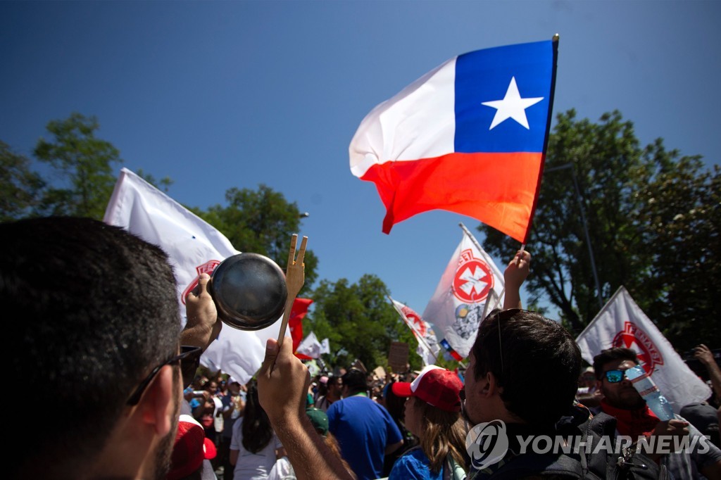 8일 칠레 보건 노동자들의 시위